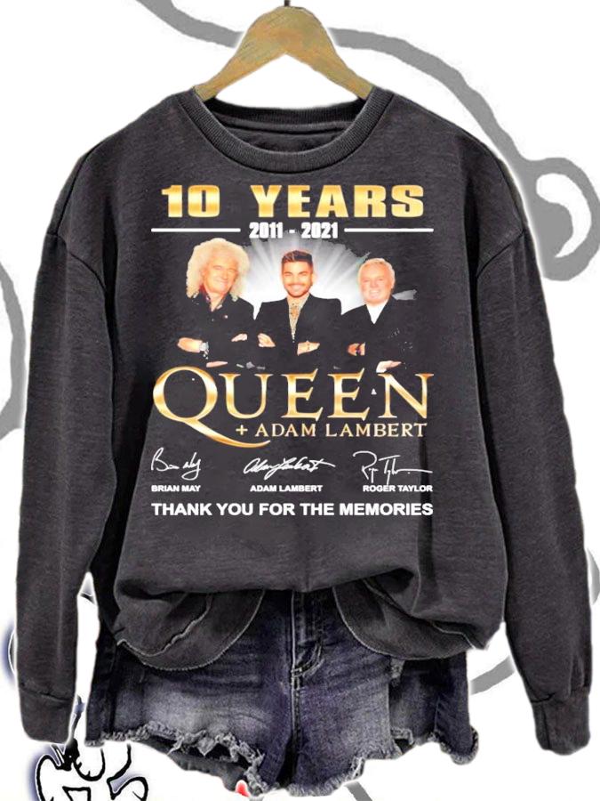 10 years 2011 2021 Queen Adam Lambert thank you for the memories t-shirt