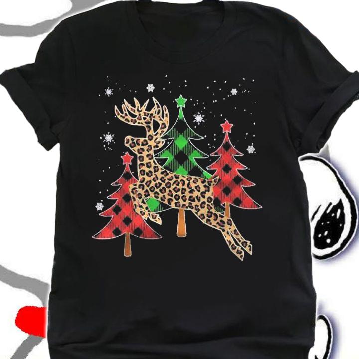Christmas Trees With Buffalo Plaid & Leopard Print Xmas Shirt shirt