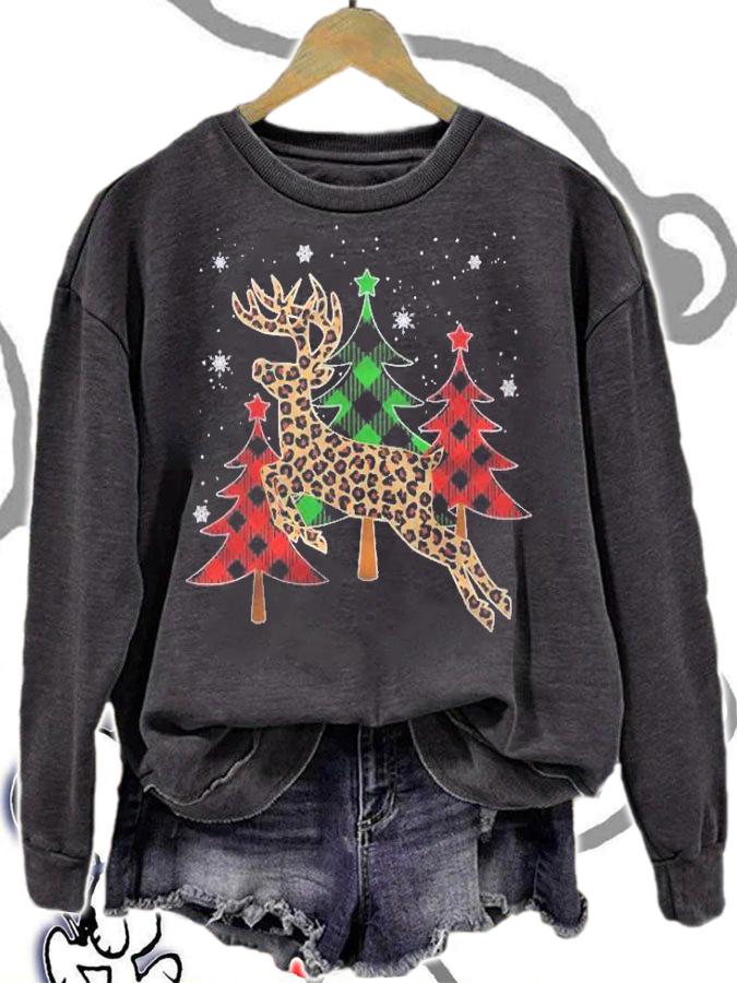 Christmas Trees With Buffalo Plaid & Leopard Print Xmas Shirt sweatshirt