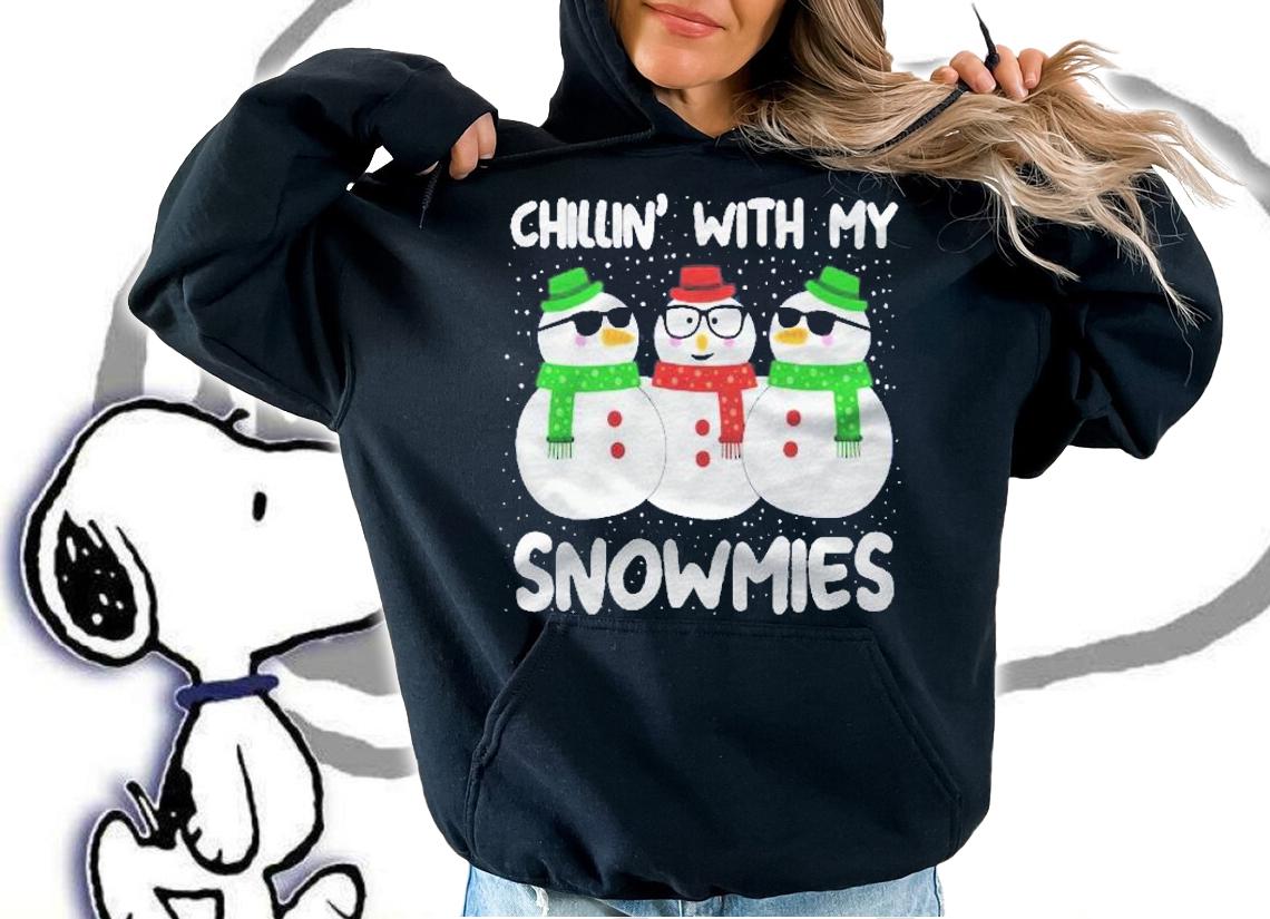 Funny Chillin With My Snowmies Christmas Blue-Gigapixel shirt