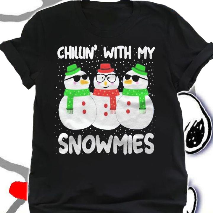 Funny Chillin With My Snowmies Christmas Blue-Gigapixel shirt