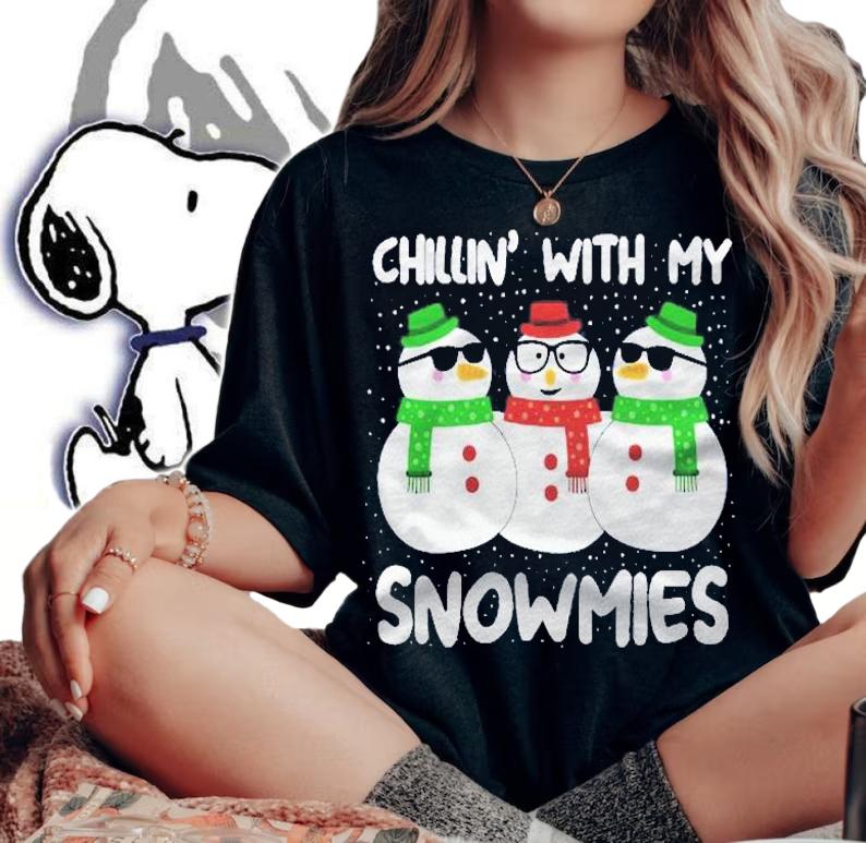 Funny Chillin With My Snowmies Christmas Blue-Gigapixel shirt