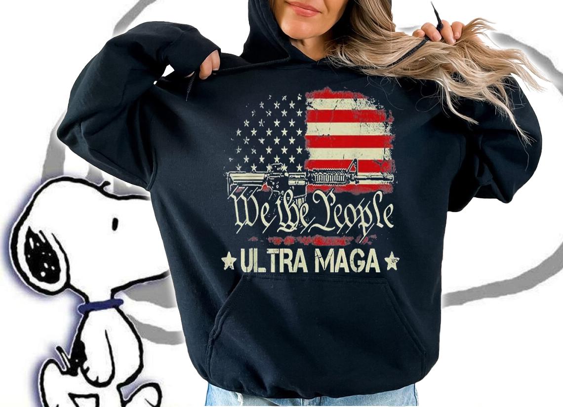 Ultra MAGA Gun American Flag Retro T-Shirt