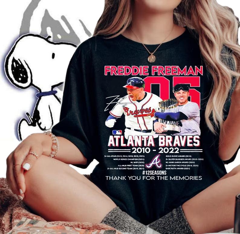 Freddie Freeman Atlanta Braves 2010 2022 Thank You For The Memories Signature T-Shirt woman shirt