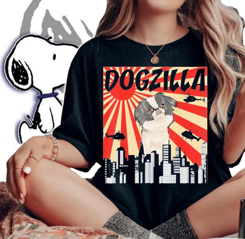 Funny Retro Japanese Dogzilla Japanese Chin T-Shirt