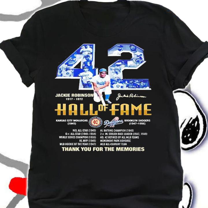 Jackie Robinson 1917 1972 Hall Of Fame Thank You For The Memories Signature T-Shirt shirt