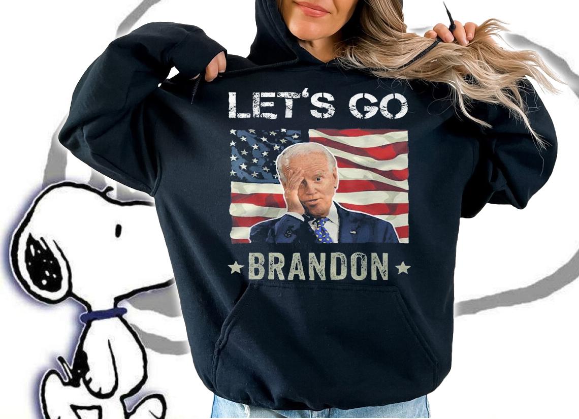 Let's Go Brandon Funny Meme Joe Biden USA Flag T-Shirt