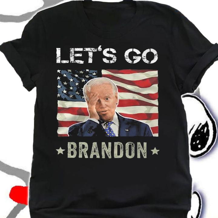 Let's Go Brandon Funny Meme Joe Biden USA Flag T-Shirt