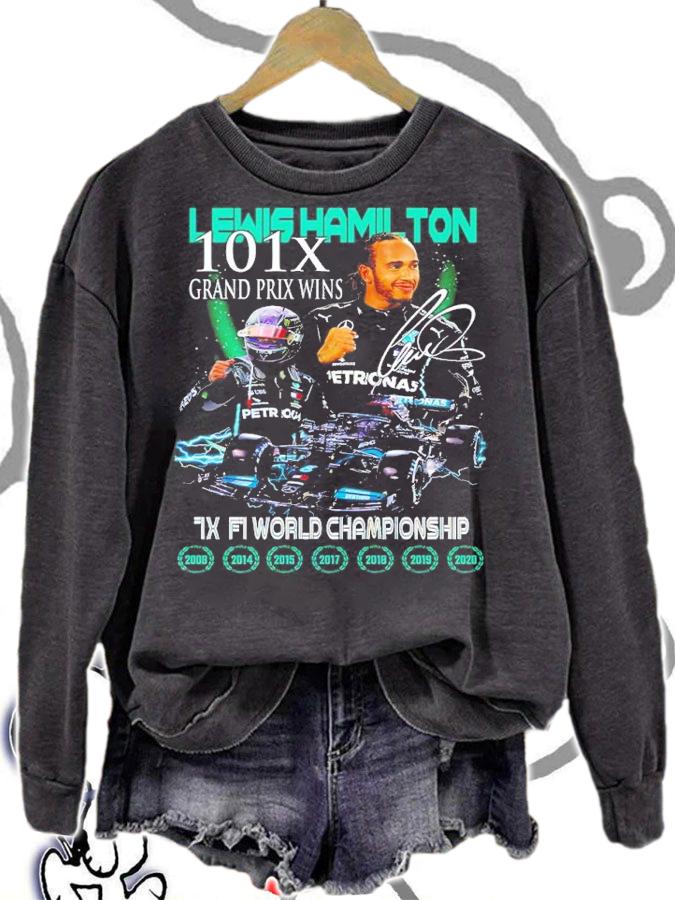 Lewis Hamilton 101x Grand Prix Wins Signatures 7x F1 World Championship Shirt sweatshirt