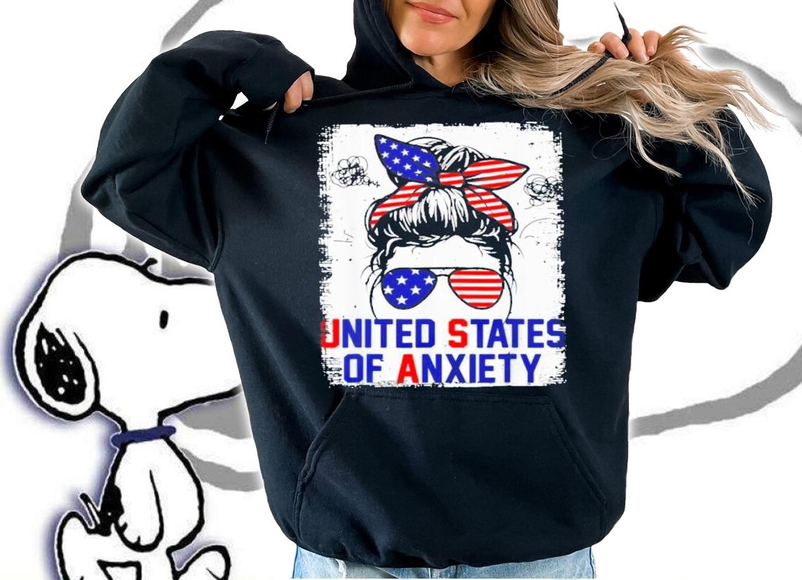Messy Bun Patriotic United States Anxiety Bleached Shirt hoodie