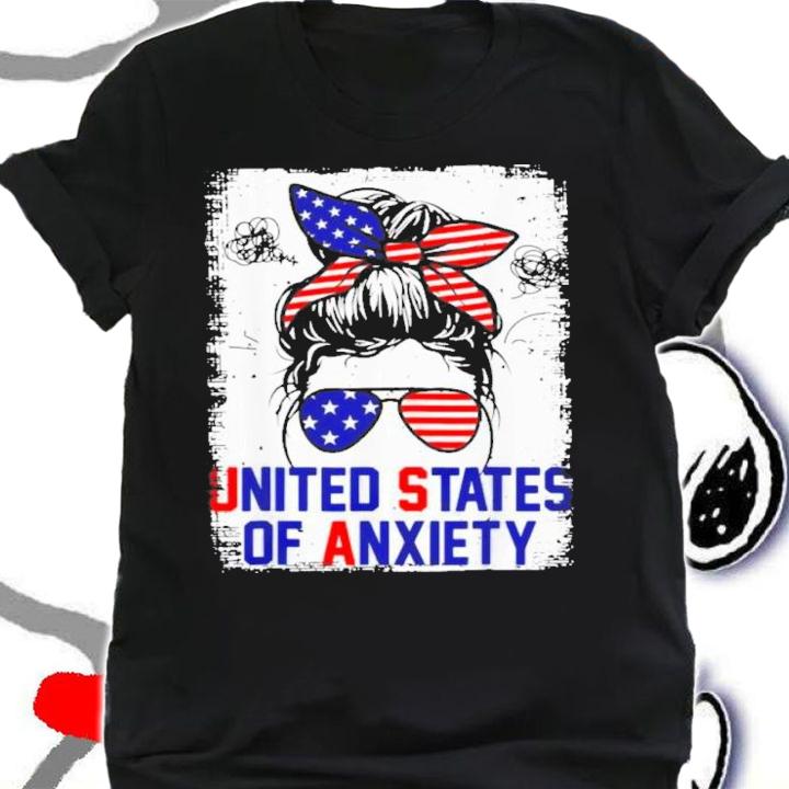 Messy Bun Patriotic United States Anxiety Bleached Shirt shirt