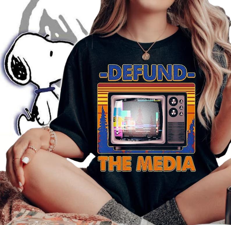 Retro Defund the Media Vintage TV Set Premium T-Shirt woman shirt