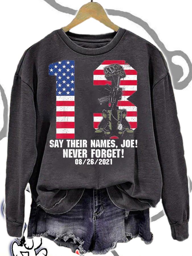 Say Their Names Joe 13 Heroes Names Of Fallen Soldiers 08 26 2021 Vintage T-Shirt sweatshirt