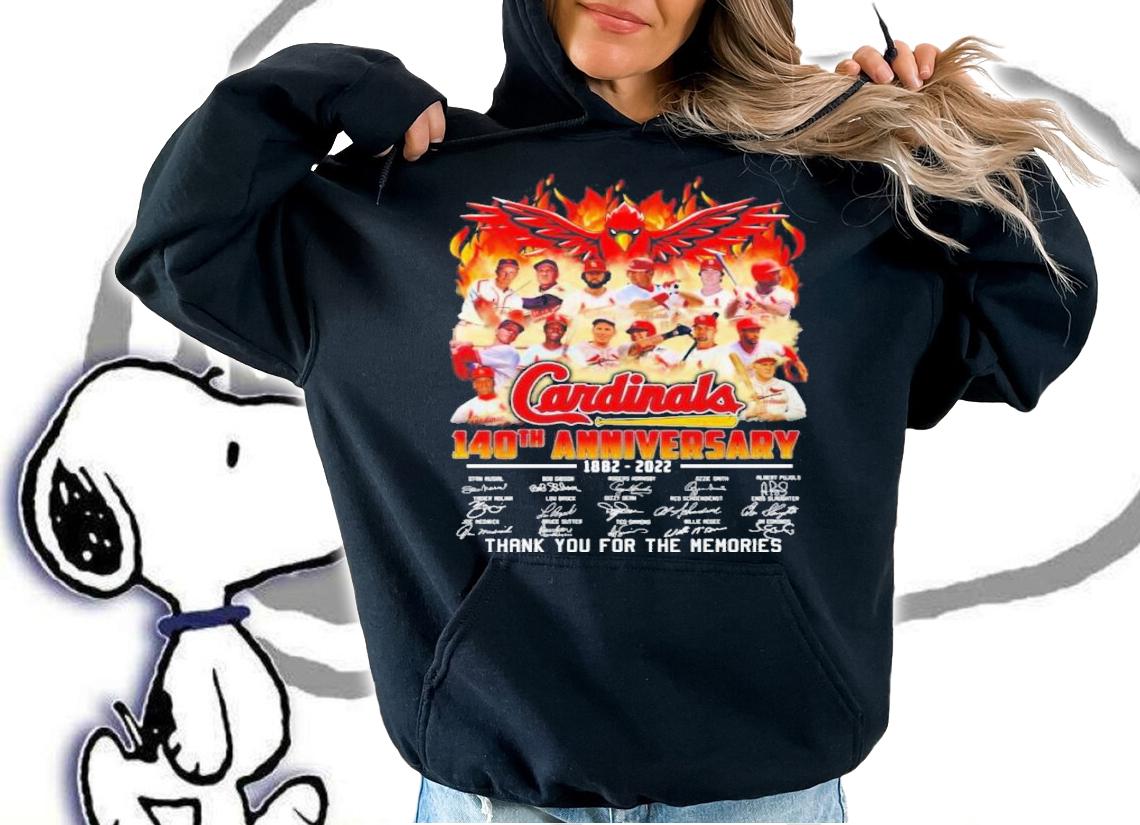 St. Louis Cardinals 140th Anniversary 1882-2022 Signatures Thank You For The Memories Shirt hoodie
