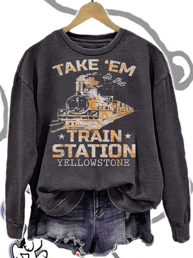 Western Coountry Yellowstone Take Em To The Train Station T-Shirt