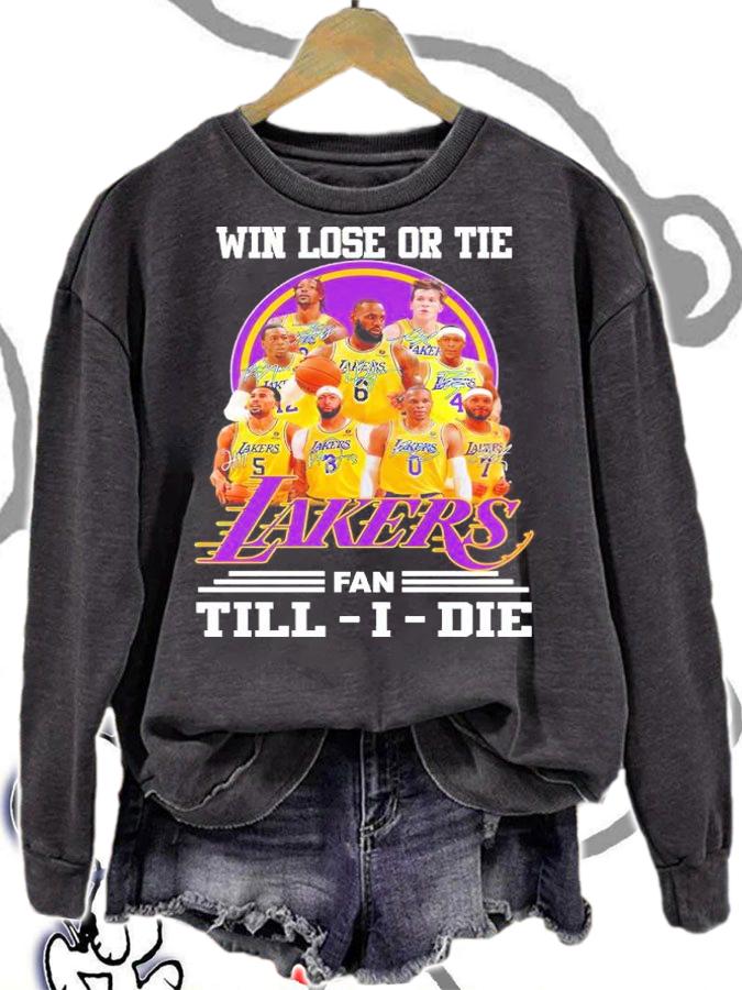 Win lose or tie Los Angeles Lakers fan Till I die signatures shirt sweatshirt