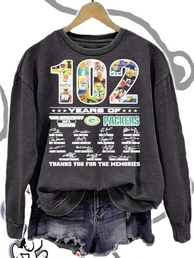 102 years of Green Packers the greatest NFL teams signature shirt