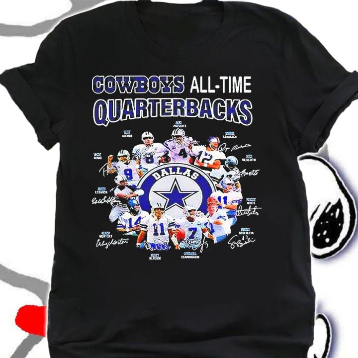 Dallas Cowboys All-time quarterbacks signatures T-shirt shirt