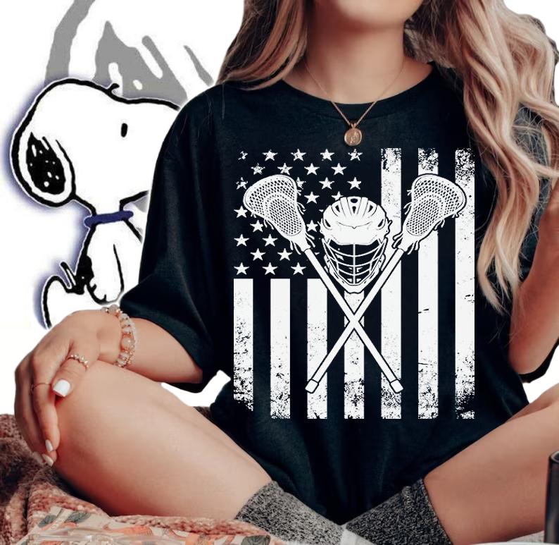 Lacrosse LAX American Flag T-Shirt