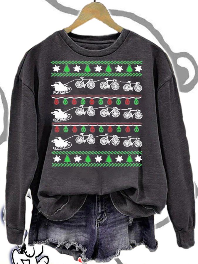 Merry Cycling Ugly Christmas Sweater Funny T-Shirt sweatshirt