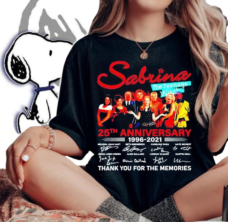 Sabrina the Teenage Witch 25th Anniversary 1996-2021 thank You for the memories signatures T-shirt