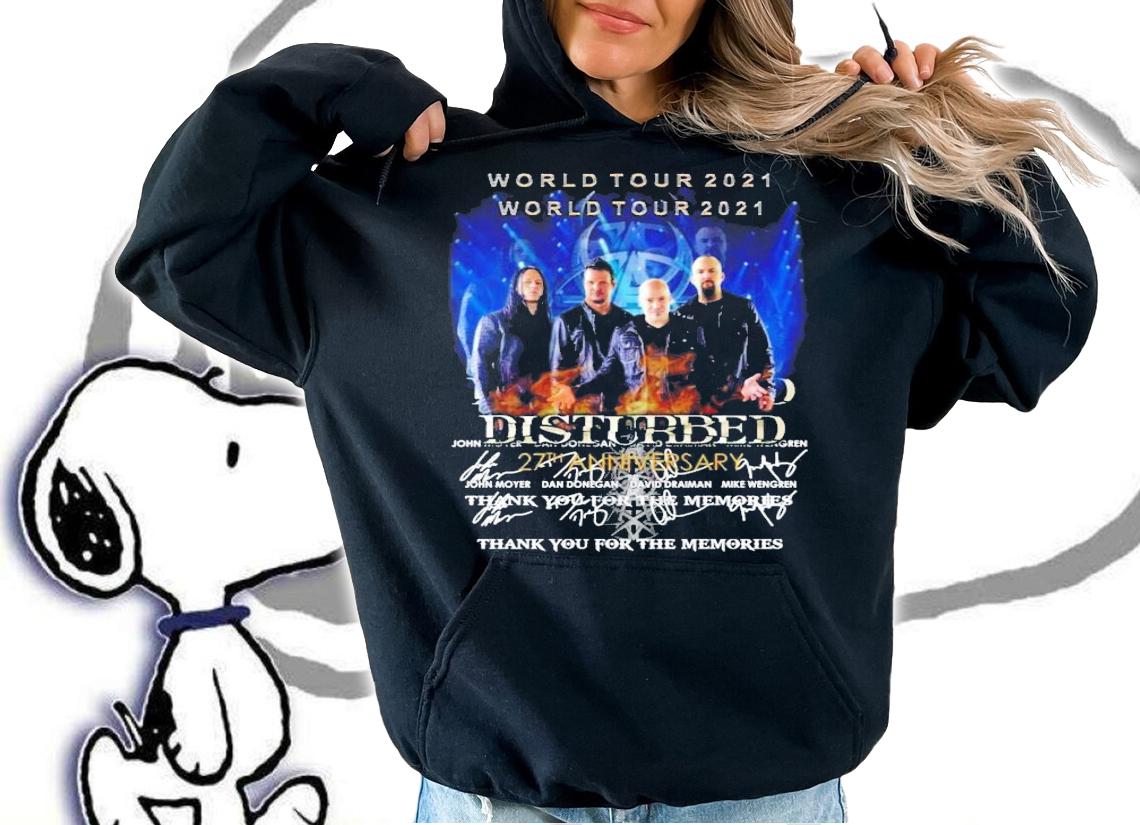 John Disturbed World tour 2021 signatures shirt hoodie