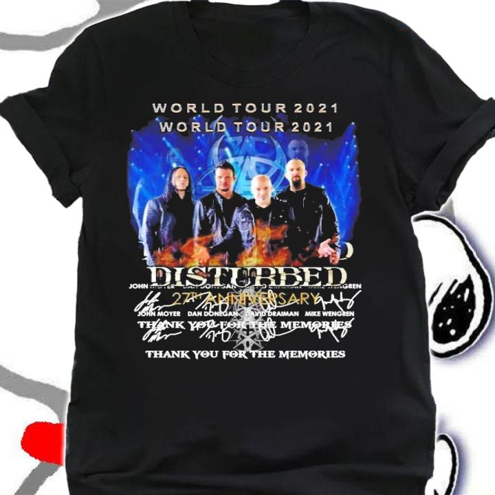 John Disturbed World tour 2021 signatures shirt shirt
