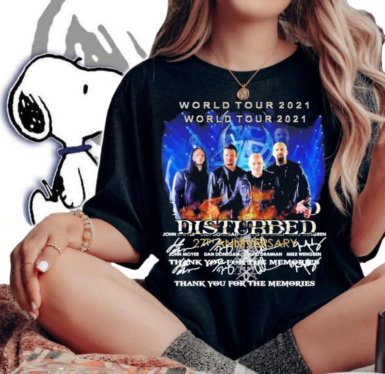 John Disturbed World tour 2021 signatures shirt woman shirt