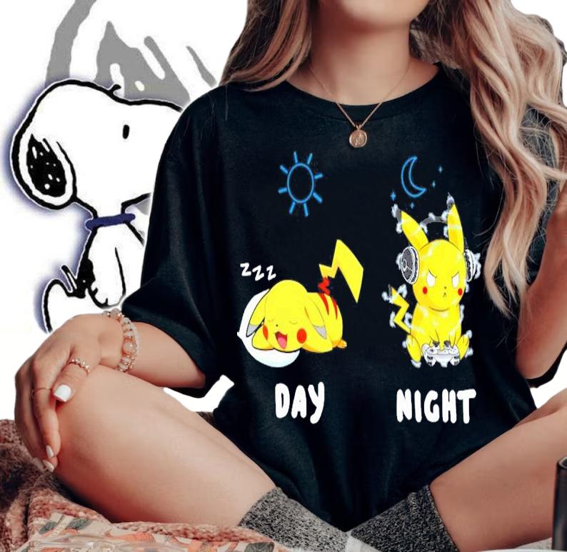 Pokemon Pikachu day night shirt woman shirt