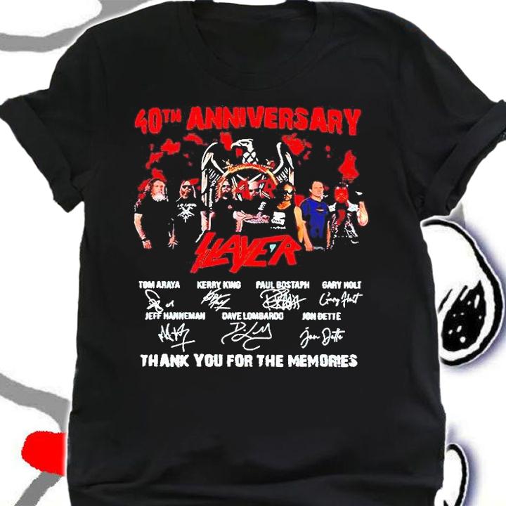 40th Anniversary Slayer thank you for the memories signatures T-shirt shirt