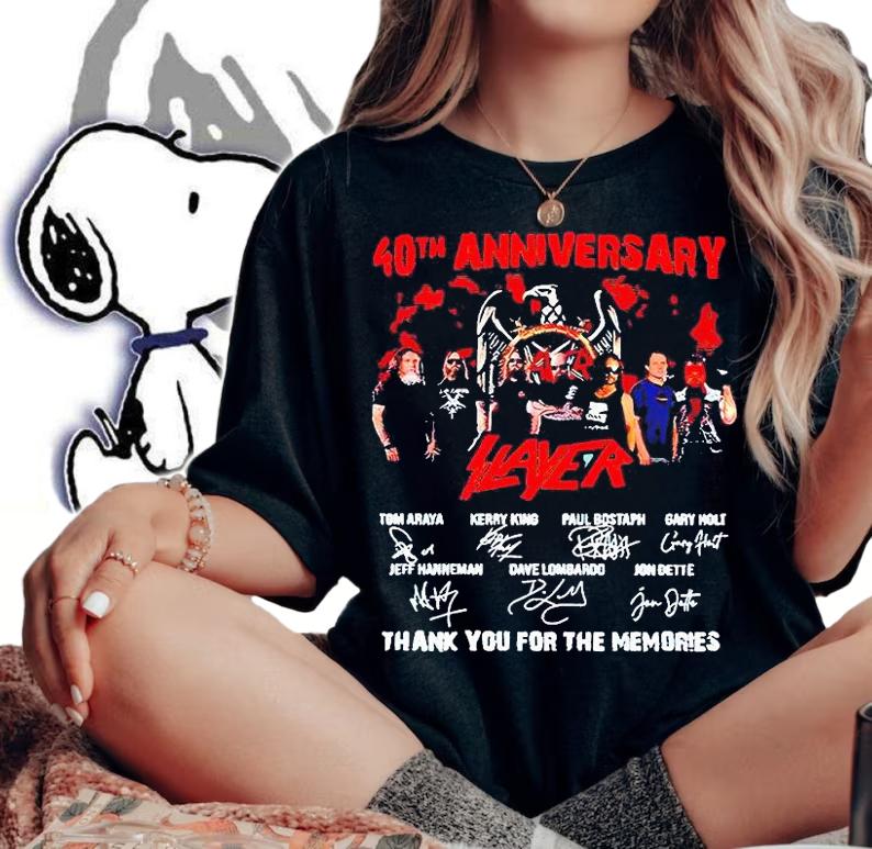 40th Anniversary Slayer thank you for the memories signatures T-shirt woman shirt