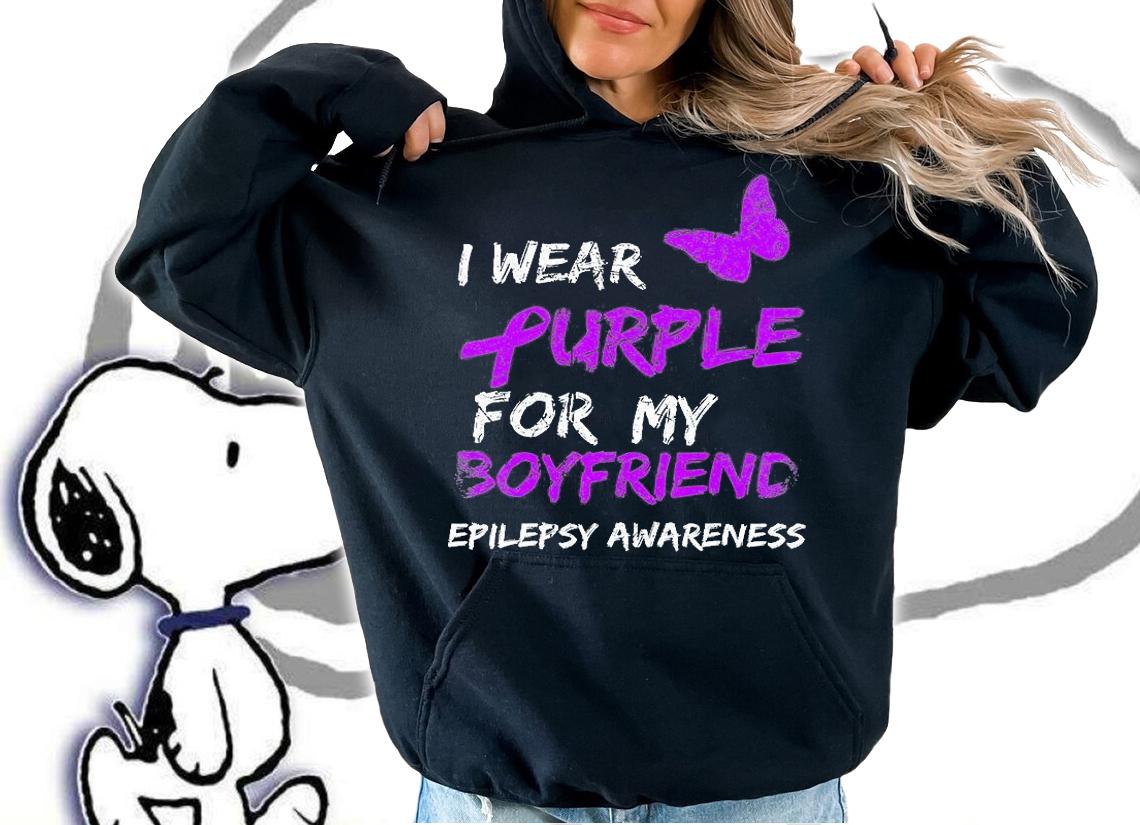 Epilepsy I Wear Purple For My Boyfriend Ribbon T-Shirt hoodie
