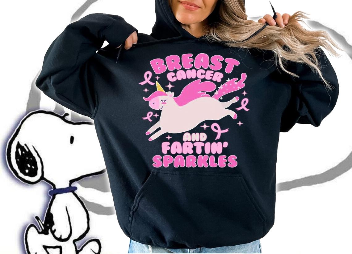 Funny breast cancer and fartin' sparkles Unicorn T-shirt