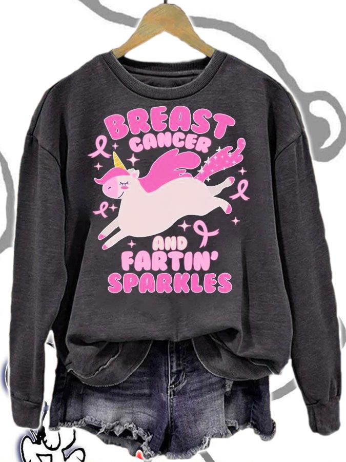 Funny breast cancer and fartin' sparkles Unicorn T-shirt