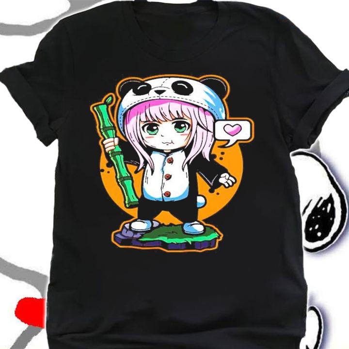 Panda Anime Bamboo Stick Little Girl shirt shirt