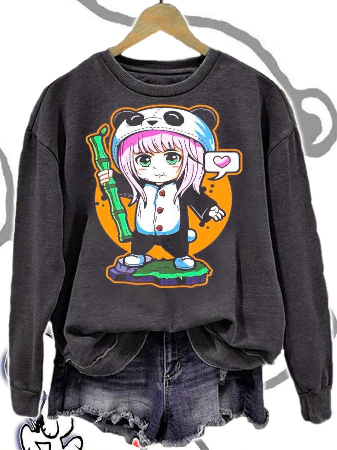 Panda Anime Bamboo Stick Little Girl shirt sweatshirt