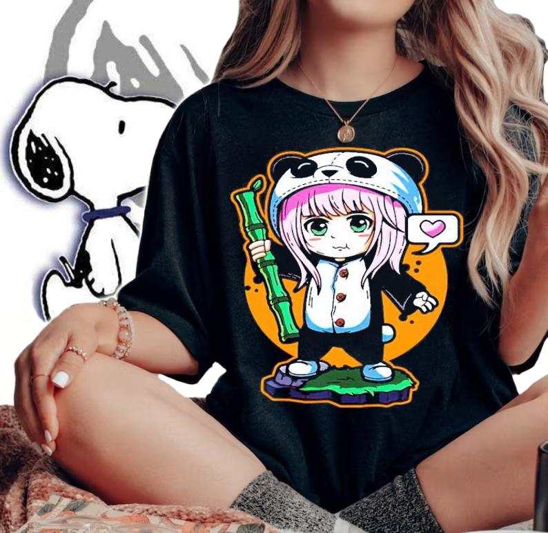 Panda Anime Bamboo Stick Little Girl shirt woman shirt