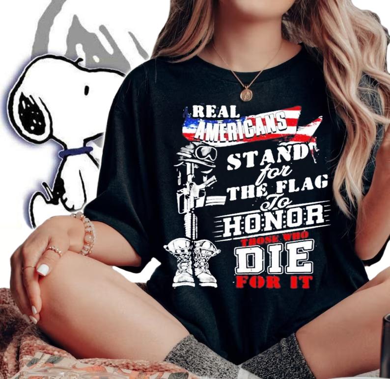 Real Americans stand for the flag to honor those who die for it shirt