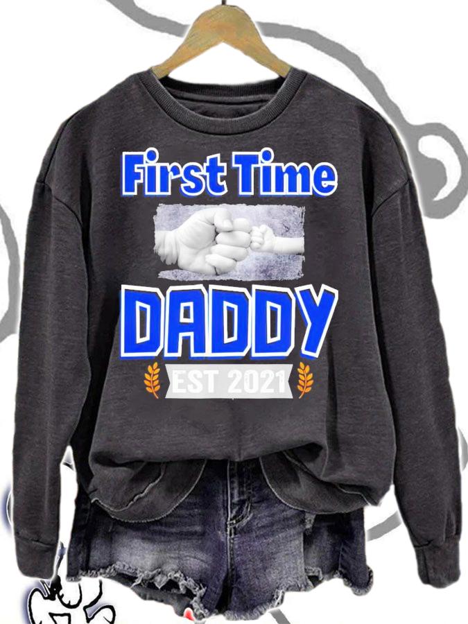 Sale First Time Daddy est 2021 shirt sweatshirt
