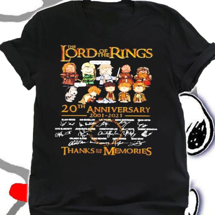 The Lord of the Rings 20th anniversary 2001-2021 thank for memories shirt