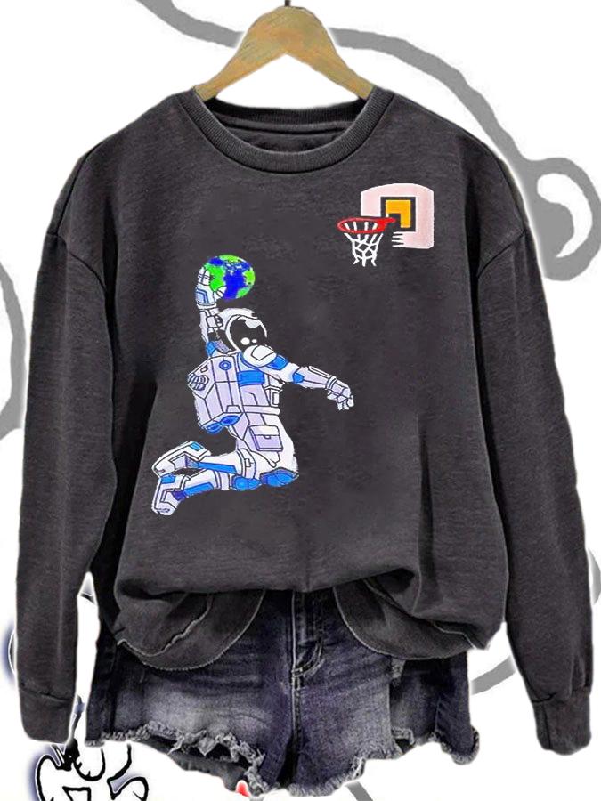 Astronaut Space Earth dunking Basketball T-shirt