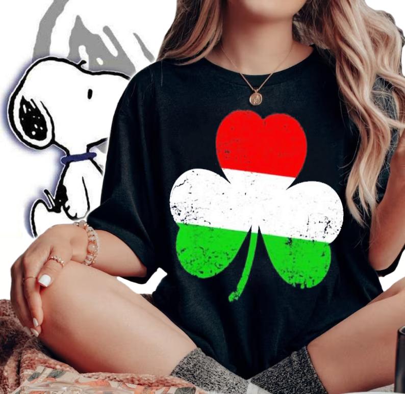 Funny St. Patricks Day Irish Hungarian Shamrock Flag shirt woman shirt