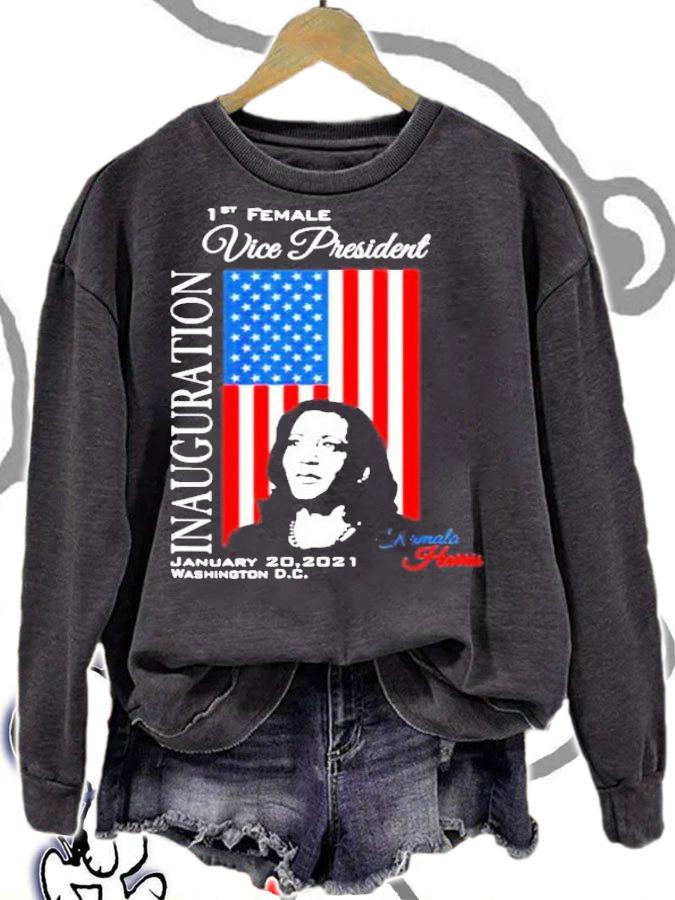 Inauguration 2021 souvenir first female Vp Harris Biden American Flag shirt
