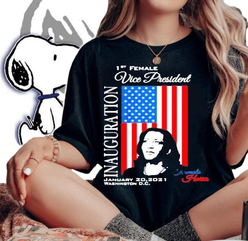 Inauguration 2021 souvenir first female Vp Harris Biden American Flag shirt
