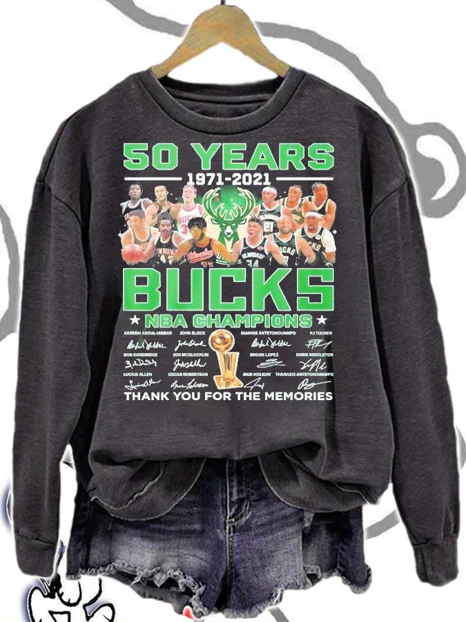 50 years 1971 2021 Bucks NBA Champions thank you for the memories T-shirt sweatshirt