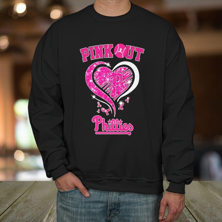 Philadelphia Phillies Pink Out Breast Cancer Awareness Ribbon T-Shirt sweatshirt