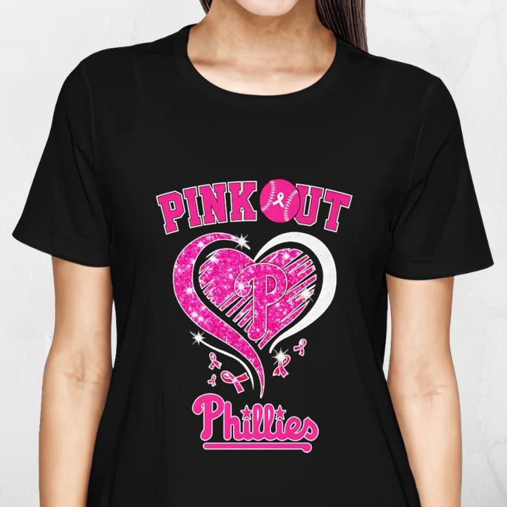 Philadelphia Phillies Pink Out Breast Cancer Awareness Ribbon T-Shirt womenshirt