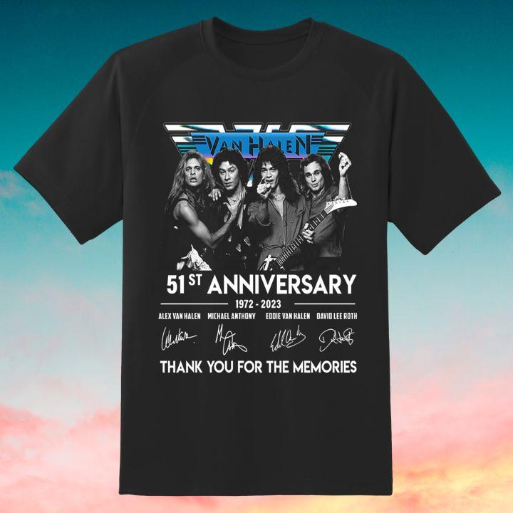 Official Van Halen Rock Band 51St Anniversary 1972 2023 Autograph T-Shirt