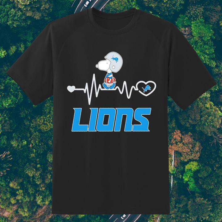 Official Snoopy Detroit Lions Football Heartbeat T-Shirt