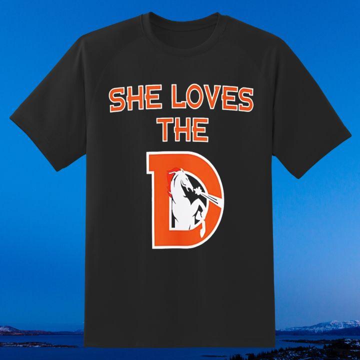 Personalized She Loves The Denver Broncos T-Shirt